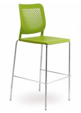 Malika Stool. Chrome Frame. Plastic Seat And Back. Green, Black, Blue, Grey, White, Brown, Red